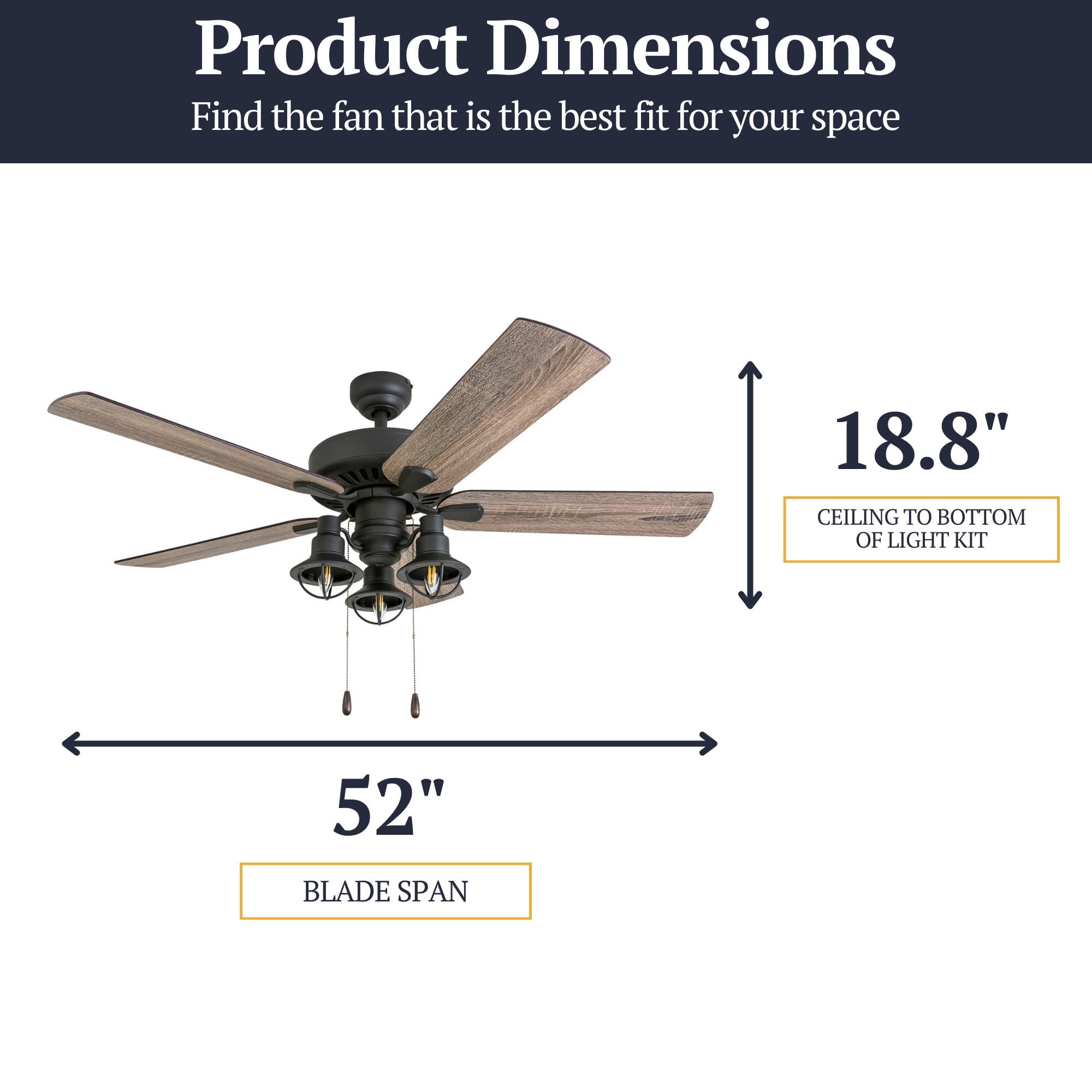 Prominence Home Ennora 52-Inch Aged Bronze Farmhouse Ceiling Fan with Lantern Light & Remote Control