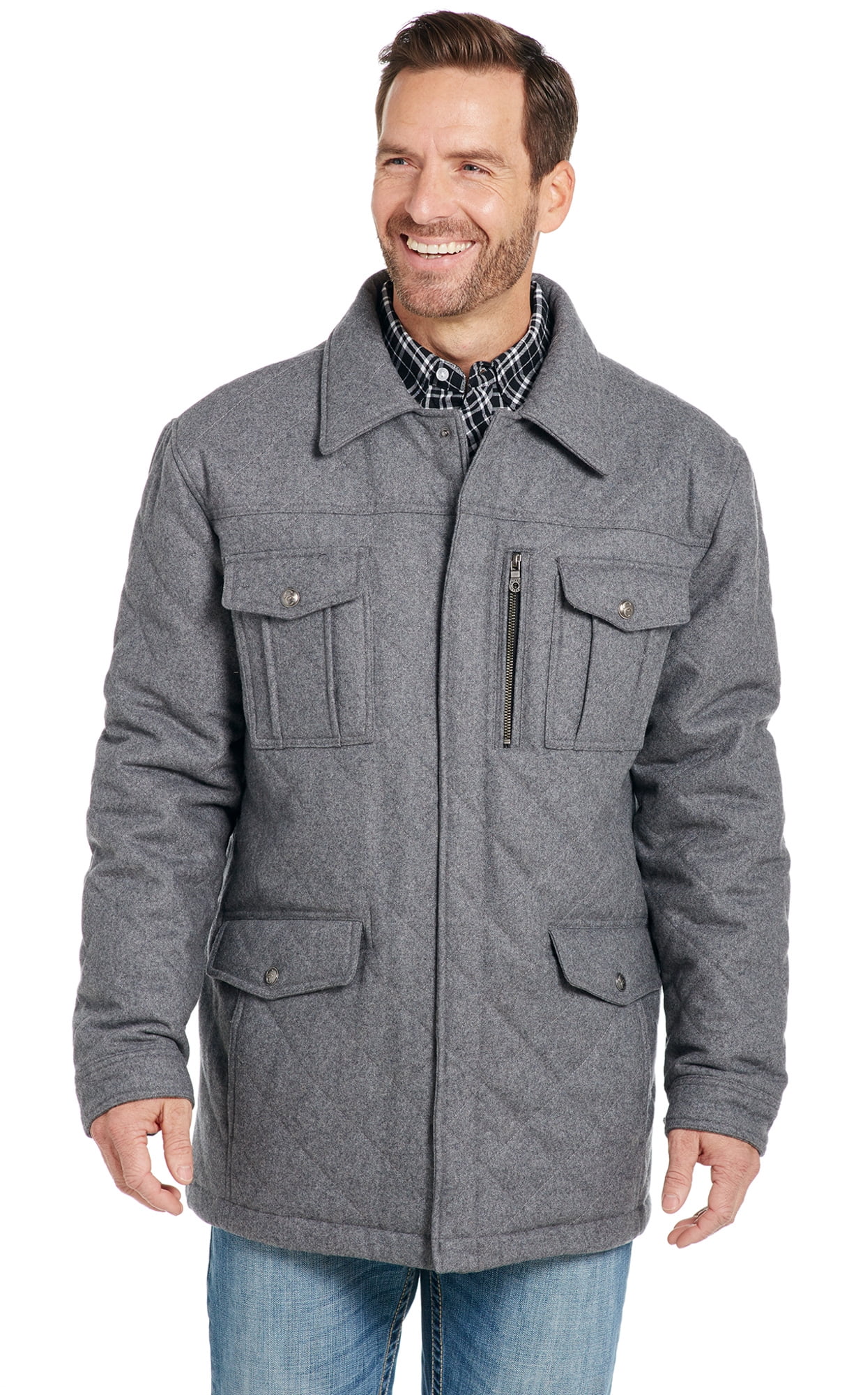 Cripple Creek Mens Ash Grey Polyester Lightweight Melton Quilt Jacket L