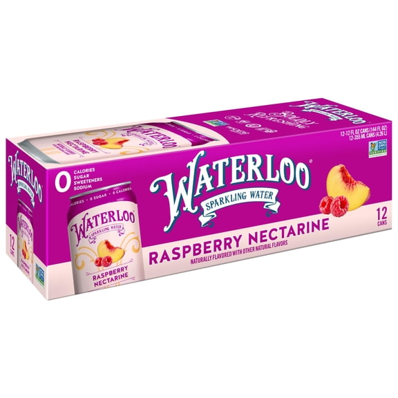 Waterloo Sparkling Water, Raspberry Nectarine, 12 fl oz, 12 Pack Cans