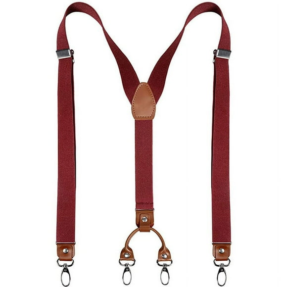 Men’s 4 Metal Clip Elastic Wide Suspenders Perfect For Both Casual and Formal Adjustable Elastic Style Suspenders for Men's and Women's With Strong Metal Clips
