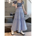 thumbnail image 5 of Womens Maxi Skirts Plus Size Blue and White Striped Tiered Maxi Skirt for Women Flowy Ruffle Boho Long Skirt S-2XL, 5 of 5