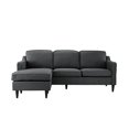 thumbnail image 2 of Mid Century Sectional Sofa, Linen Fabric L Shape Couch, Dark Grey, 2 of 6
