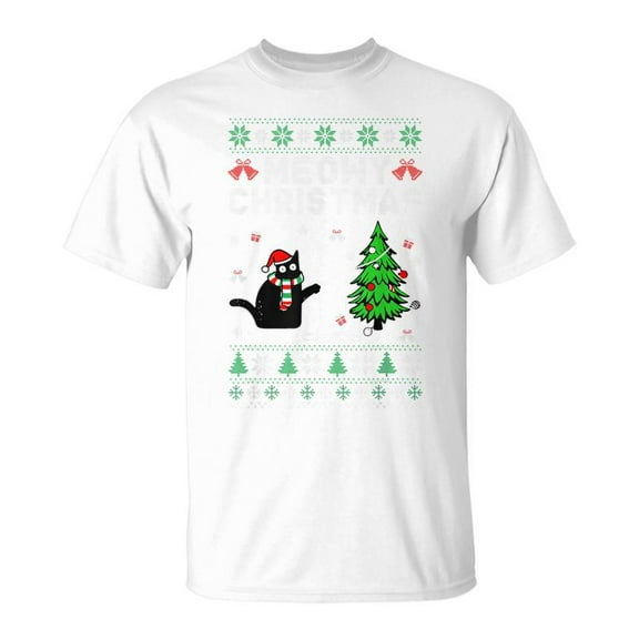 SR Meowy Christmas Cats Lovers Ugly Xmas Holiday Sweater T-Shirt