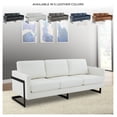 thumbnail image 4 of LeisureMod 3-Seater Sofa Upholstered in Leather with Black Geometric Stainless-Steel Base and Removable Cushions, Living Room Couch Lounge Chair in White, 4 of 11