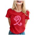 thumbnail image 1 of T-shirt à Manches Courtes Imprimé Graphique pour Femmes Col Rond Décontracté Confortable Haut d'Été pour les Vacances Usage Quotidien, 1 of 4