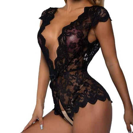 

Hapeisy Teddy Lingerie for Women One Piece Lace Snap Crotch Bodysuit Sexy Design，Show Perfect Body Line
