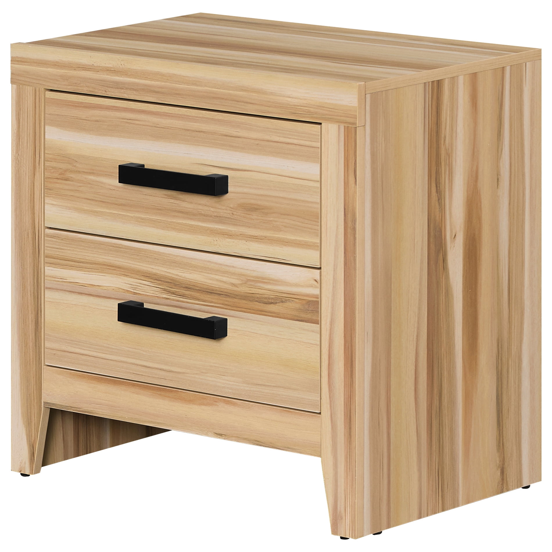 Set of 2 Farmhouse Rustic Wooden Nightstand With 2 Smooth‑Glide Storage Drawers,Solid‑Base Bedside End Table,Multi‑Purpose Accent Side Cabinet For Bedroom,Living‑Room,Two-Tone