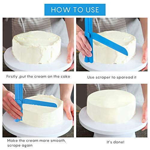 Adjustable Cake Scraper Cake Smoother Tool For Fondant Cream Edge Smoothing Decorating Baking Tools Blue