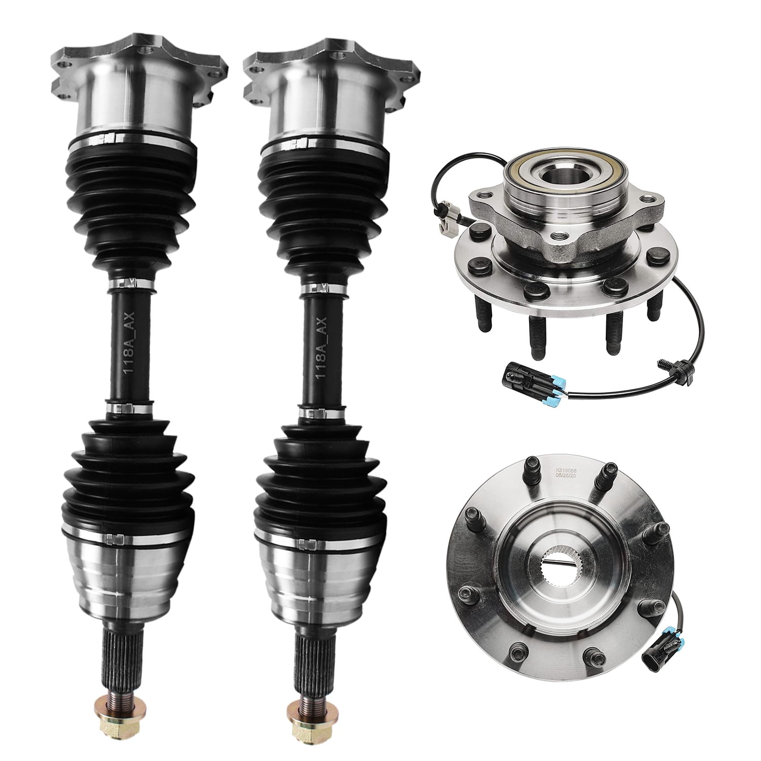 Detroit Axle - 4WD Front End Kit for Chevy Silverado GMC Sierra 1500HD 2500 HD [8-Lug] Upper Control Arms Wheel Bearing Hubs CV Axles Ball Joints Sway Bars Tie Rods Front Rear Shock Absorbers