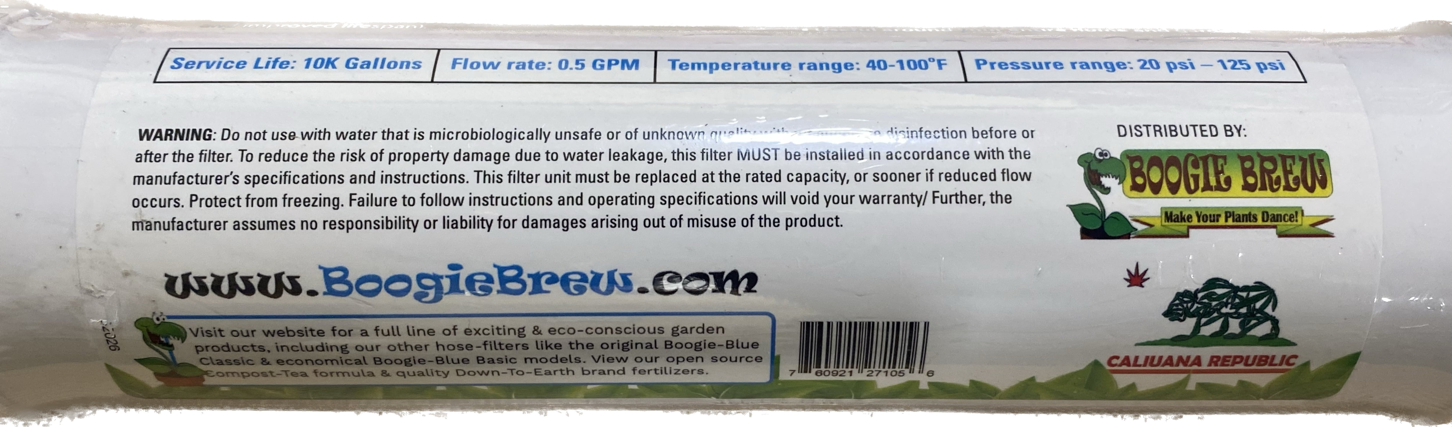 Boogie Blue Basic Garden Hose Water Filter, Outdoor & RV Use, 10k Gallon