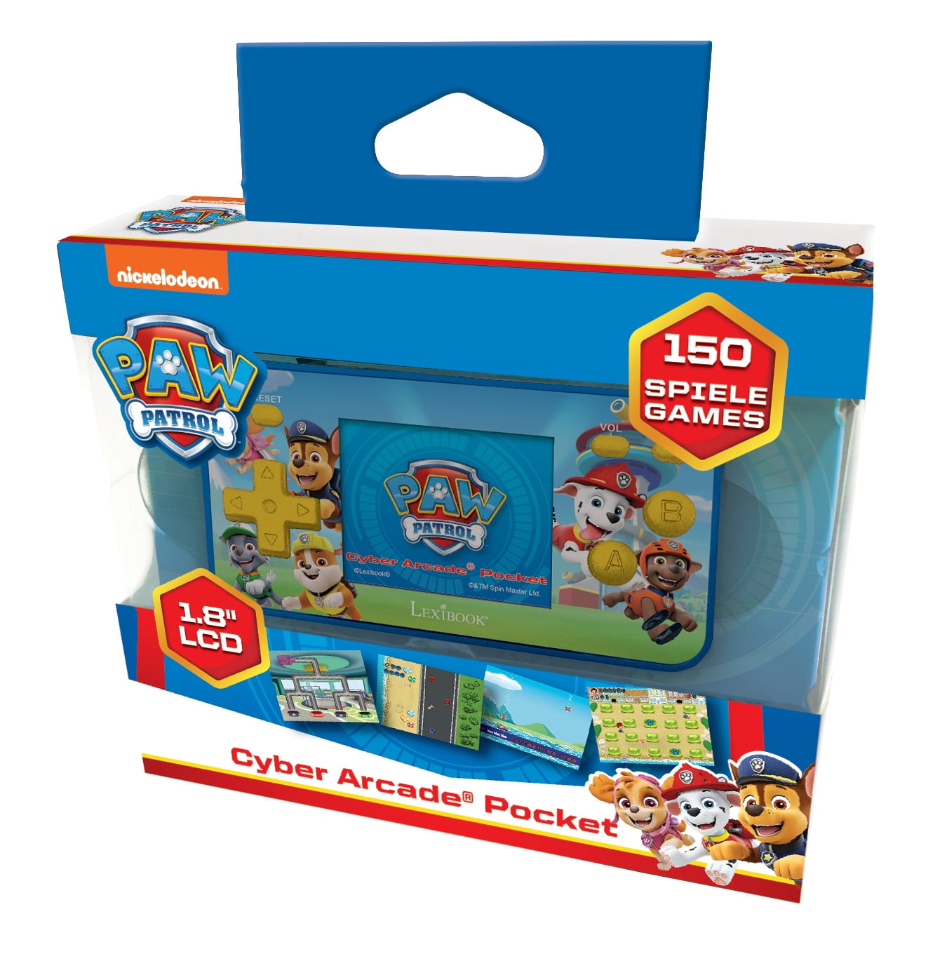 Lexibook Paw Patrol Chase, Cyber Arcade Pocket Portable Gaming Console, 150 Games, LCD, Battery Operated, Red / Blue