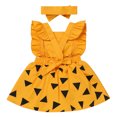 thumbnail image 2 of IBTOM CASTLE Baby Girl 1st Birthday Outfit Cow Print Romper Summer Sleeveless Jumpsuit Ruffle Backless Sunsuit Dress with Headband Cake Smash Photo Shoot Clothes 0-3 Months Yellow, 2 of 8
