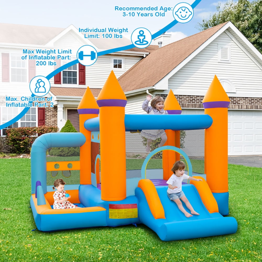 Aimee Lii 5-in-1 Inflatable Bounce Castle with Ocean Balls and 735W Blower, Playhouse for Kids Outdoor