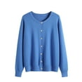 thumbnail image 1 of Rbaofujie Fall Sweaters for Women 2024 Womens Solid Round Neck Sweater Jacket Cardigan Round Neck Sweater Blue Fall Sweaters, 1 of 4