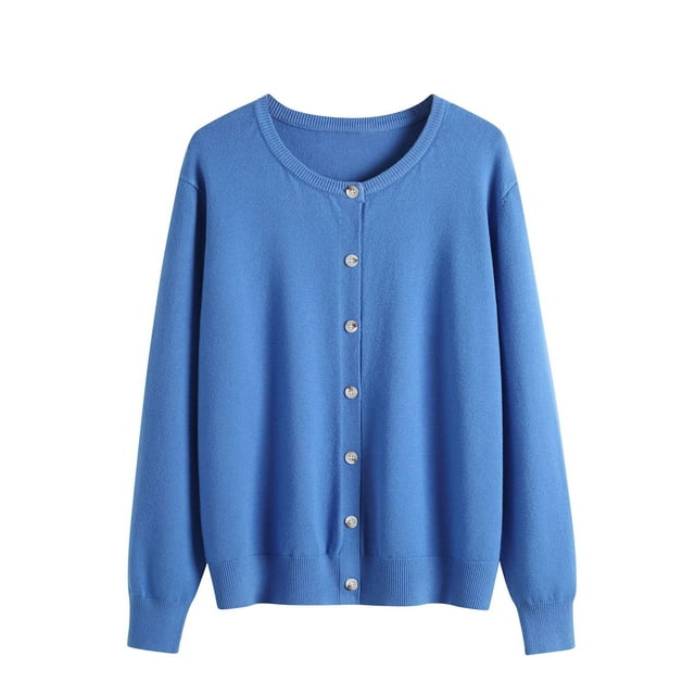 Birdeem Cardigan Doux pour Femmes, Chandail Col Rond Uni, Veste Cardigan Col Rond, Pulls Légers pour Femmes