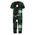 thumbnail image 4 of asdoklhq Thanksgiving Pajamas Women Woman Christmas Print Round Neck Button Short Sleeve Top and Elastic Waist Pockets Pant Pajama Sets Green M, 4 of 5