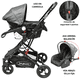 thumbnail image 3 of Carriola para Bebé con Portabebé Travel System Reversible Convertible a Bambineto Ruedas de Goma con Freno Plegable Cinturón de 5 Puntos - Gris, 3 of 8