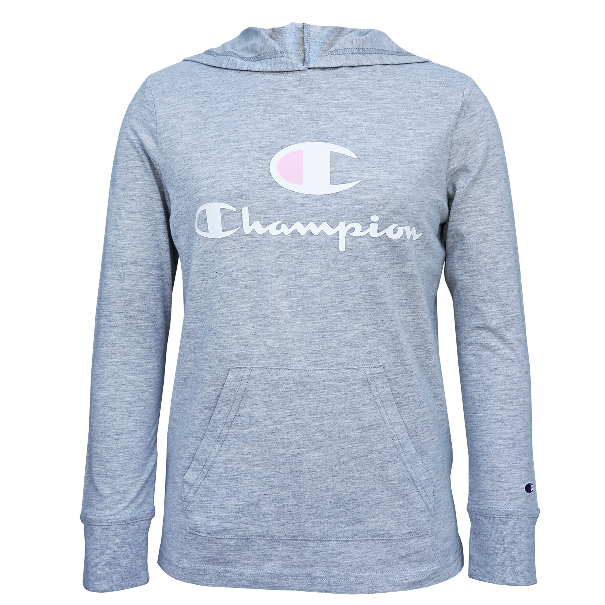 Champion - Champion Girls 7-16 C Script Hooded Long Sleeve T-Shirt ...