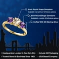 thumbnail image 2 of Gem Stone King 18K Yellow Gold Plated Silver Peach Morganite and Purple Amethyst Engagement Ring for Women | 1.55 Cttw | Round 6MM | Gemstone October Birthstone | Size 7, 2 of 6