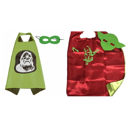 Star Wars Yoda & Chewy Costumes - 2 Capes, 2 Masks w/Gift Box by
