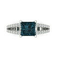 thumbnail image 2 of 2.44ct princess cut natural london blue topaz 18k white gold Bridal Wedding Engagement Promise Anniversary Ring for Women size 6.25, 2 of 7
