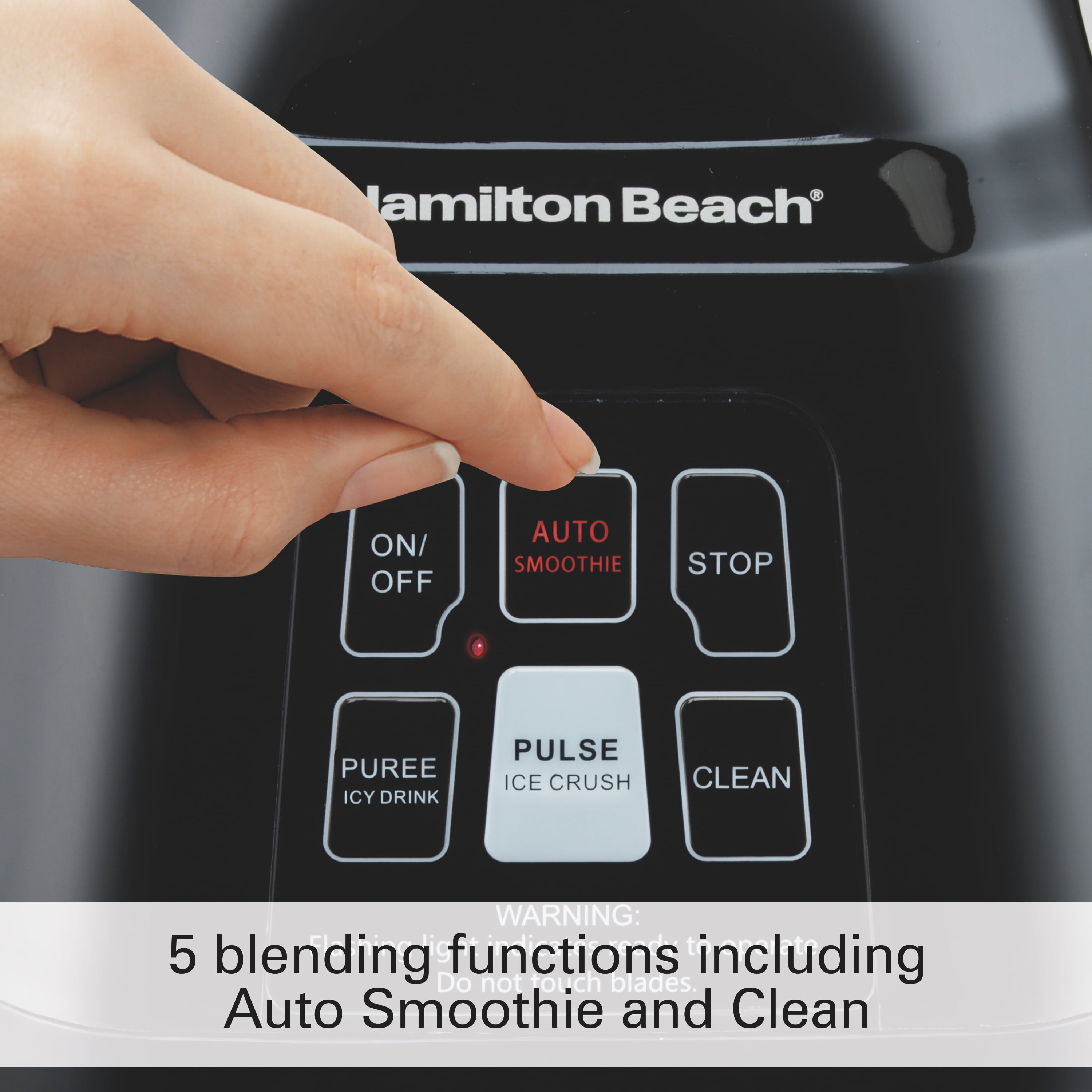 Hamilton Beach Smoothie Smart Blender with 5 Functions Including Auto-Cycle  For Shakes & Smoothies, 40oz Glass Jar Dial, Stainless Steel (56208)