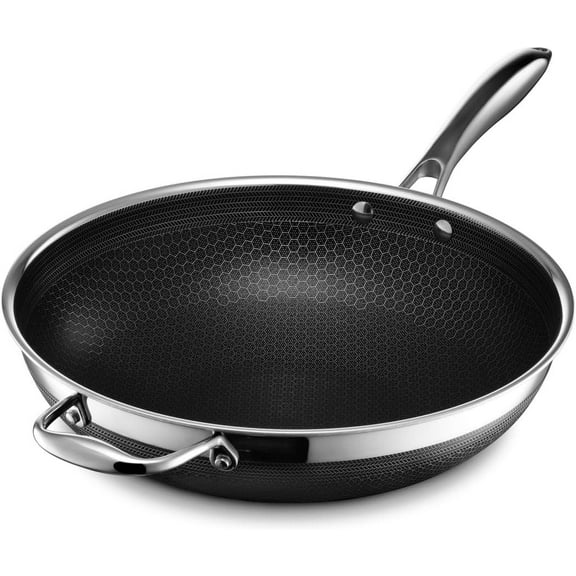 HexClad 12 inch Hybrid Stainless Steel Wok, Nonstick