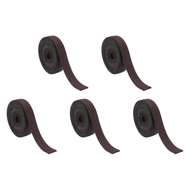 Moldura para Interior Coche Tira Línea Decorativa Trenzada Cuero PU Color Rojo