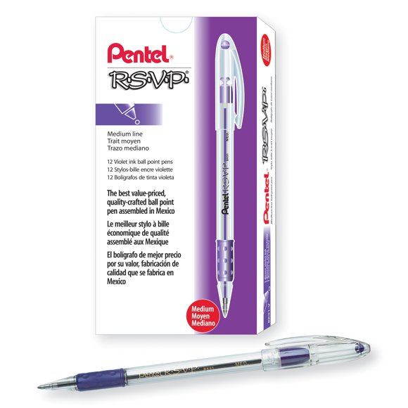 Bolígrafo Pentel R.S.V.P. Stick 1 mm Tinta Violeta x12