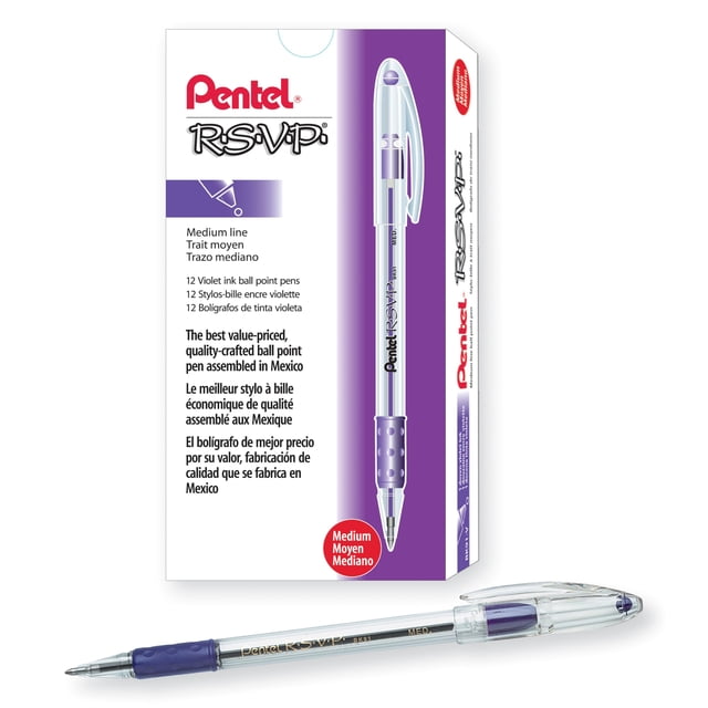 Bolígrafo Pentel R.S.V.P. Stick 1 mm Tinta Violeta x12