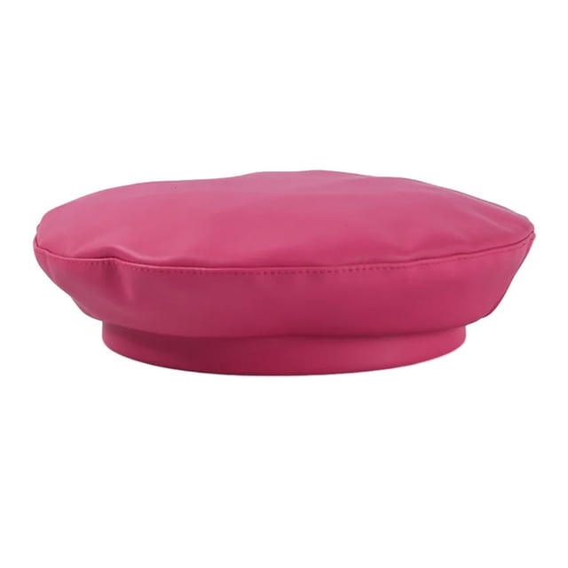 Chapeau d'Hiver Rose Rouge en Cuir Pu Bérets Français pour Femmes Bonnet Rétro Solide pour Dames, Matériau Premium