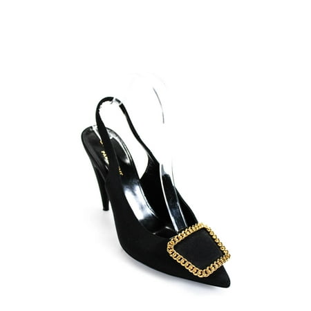 

Pre-owned|Saint Laurent Women s Pointed Toe Slingback Heels Black Size 39