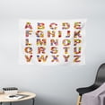 thumbnail image 1 of Letters Tapestry, Colorful Vibrant Alphabet with Flowers Gardening Plants Blooming Dahlia Cornflower, Wall Hanging for Bedroom Living Room Dorm Decor, 60W X 40L Inches, Multicolor, by Ambesonne, 1 of 2