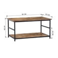 thumbnail image 4 of Mesa de Centro Rectangular de 2 Niveles con Estante, para Sala de Estar, Madera Vintage HOMEMAKE FURNITURE Industrial Rústico, 4 of 6