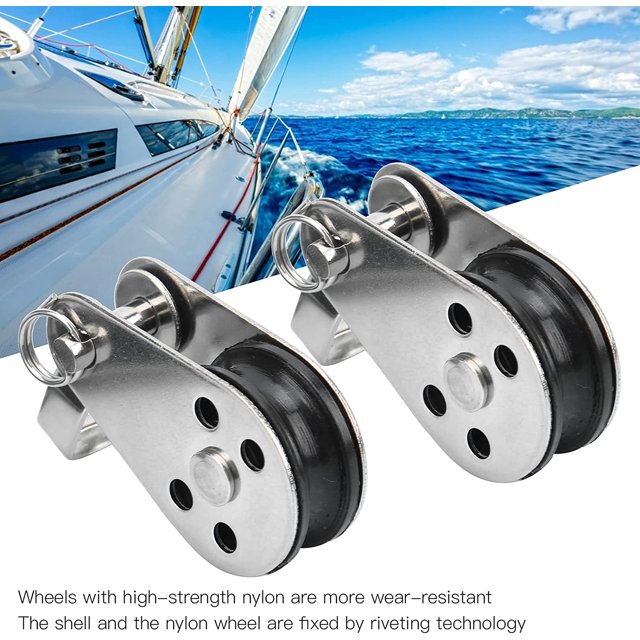 Polea Marina, 2 Piezas de Polea de Nylon de Acero Inoxidable de 25 mm Polea de Elevación Pequeña para Barco Vela Kayak