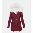 thumbnail image 2 of KIJBLAE Rollbacks Fall Winter Coat for Women Thick Sherpa Fleece Lined Parka Winter Coat Long Pea Coat Outerwear Wine XXL, 2 of 7