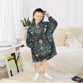 thumbnail image 6 of FORMRS Wearable Blanket Hoodie with Sleeves for Kids Cozy Flannel Sweatshirt, Gold Peacock Pattern, 6 of 7