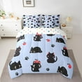 thumbnail image 2 of jejeloiu Kawaii Cat Kitten 7-Piece Twin Bedding Sets,Puppy Dogs Paws Print Bedding Comforter Set,Blue Black Sheet Sets For Kids,Super Cozy Room Decor Reversible, 2 of 8