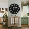 thumbnail image 5 of HLR 35.5” Farmhouse Large Shiplap Round Wall Clock with Roman Numeral for Living Room Decor, Black, 5 of 7