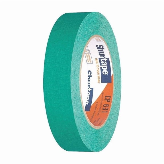 Masking Tape, 24 mm W x 55 m L, 4.9 mil Thick, Green, Rubber Adhesive, 36 PK