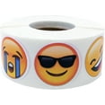 thumbnail image 1 of Emoji Circle Stickers, 6 Different Emoticons | 1" inch Round - 500 Pack, 1 of 2