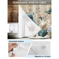 thumbnail image 5 of No Hook Shower Curtain with Snap-in Liner, Teal Tulip Butterfly Waterproof Fabric Bathroom Curtains, Beige Turquoise Floral Vintage Rustic Bath Curtains & Mesh Top Window Narrow 36"x78", 5 of 9