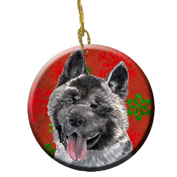 Akita Red Snowflakes Holiday Christmas Ceramic Ornament