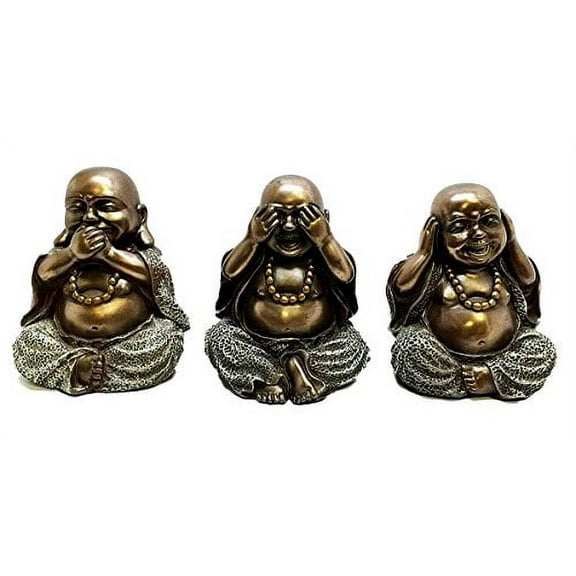 Small Charm Lucky Wise See Hear Speak No Evil Buddha Sculptures Bodhisattva Eastern Enlightenment