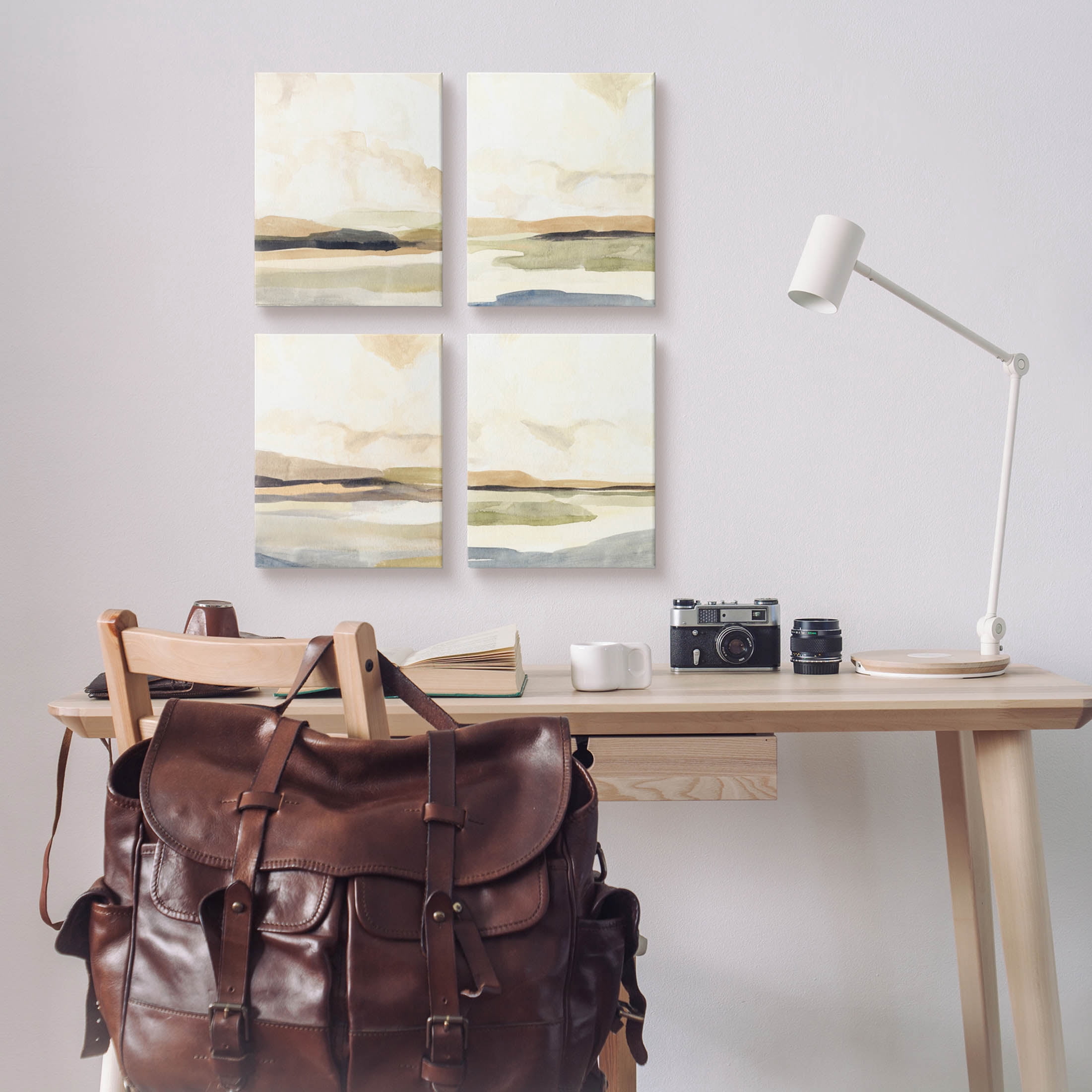 Stupell Industries Sunlit Scenery Horizon Landscapes Painting Gallery Wrapped Canvas Print Wall Art, Set of 4, Design by Annie Warren