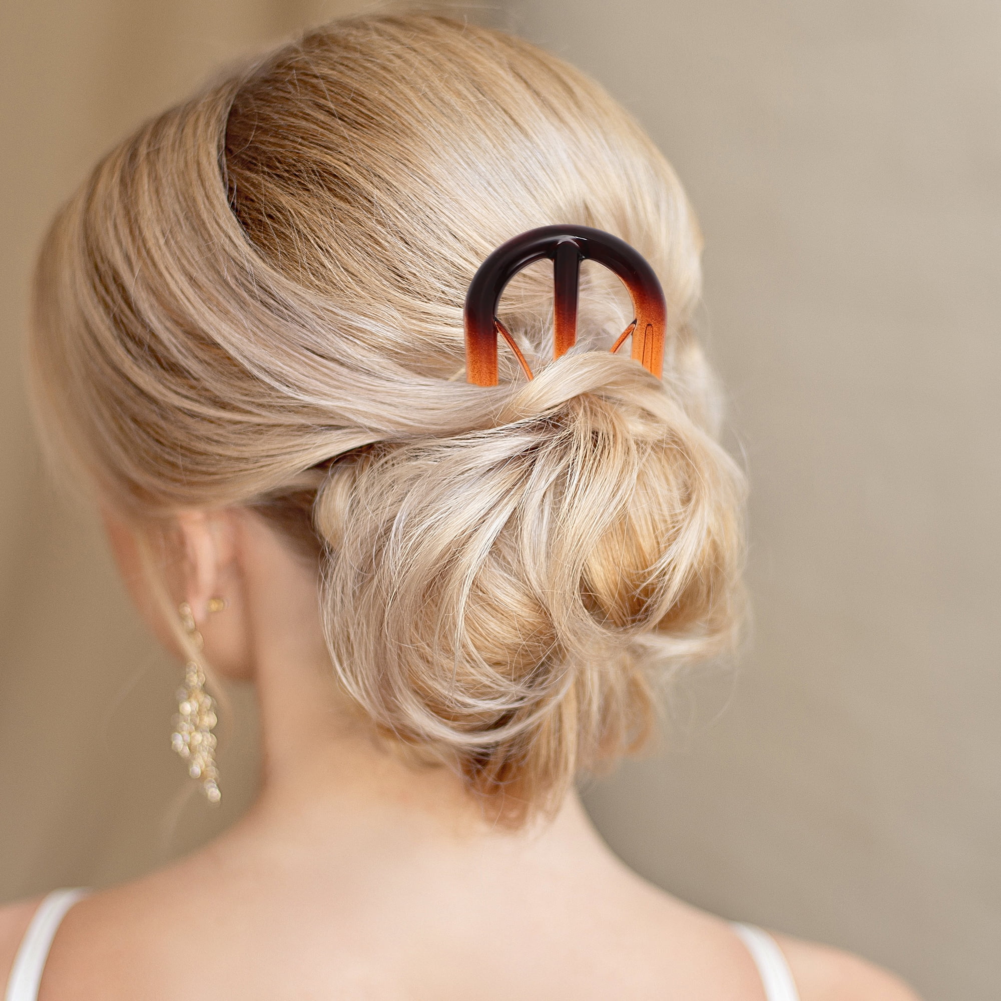 Unique Bargains U-shaped Hair Pin 3.94"x1.50" 1 Pc Transparent Brown