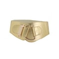 thumbnail image 3 of Women Gold Faux Leather Fashion Elastic Belt Hook Buckle M L, 3 of 12