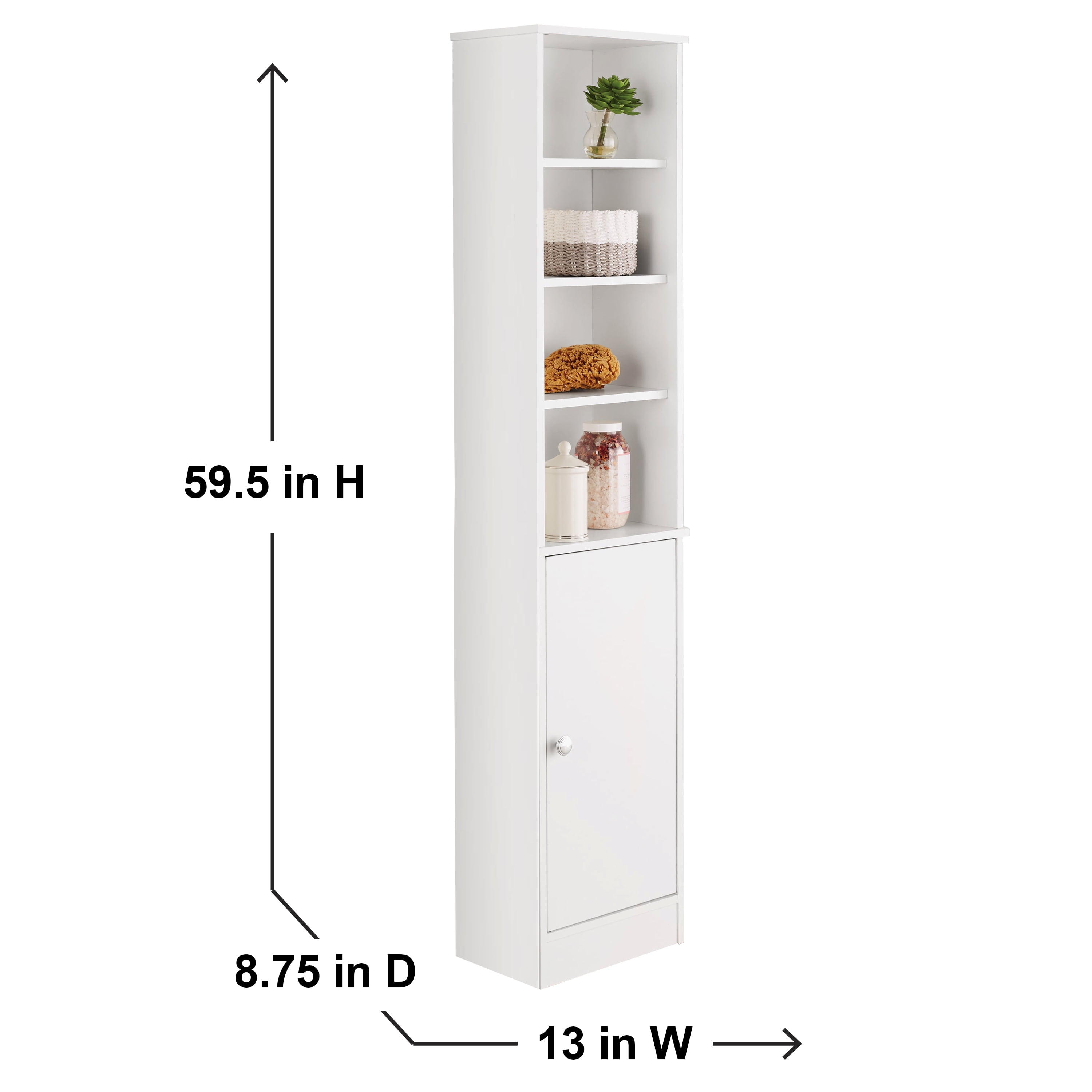 Mainstays bathroom storage linen tower with concealed on sale storage and four fixed shelves