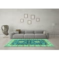 thumbnail image 3 of Ahgly Company Machine Washable Indoor Square Oriental Turquoise Blue Traditional Area Rugs, 4' Square, 3 of 4