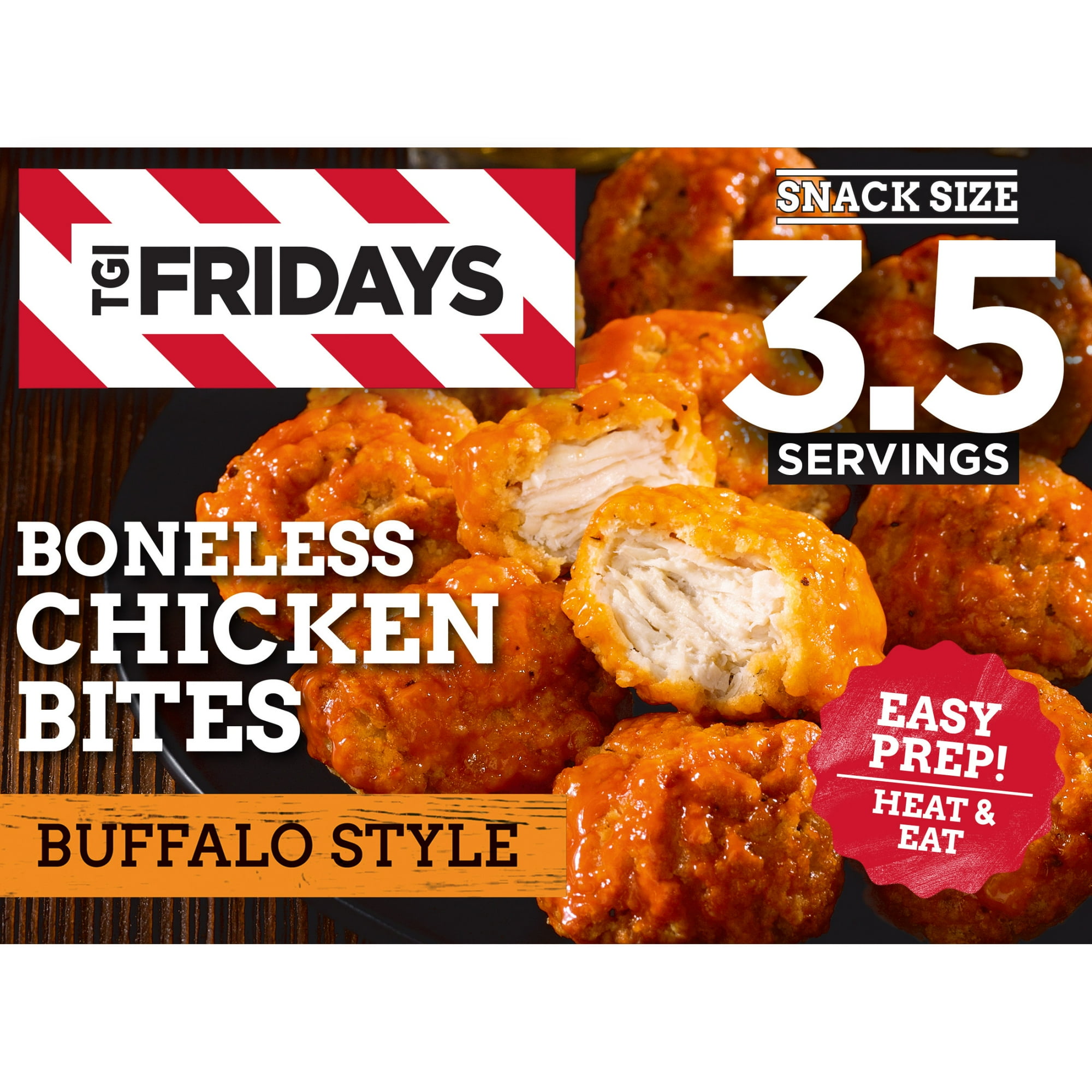 TGI Fridays Chicken Bites Frozen Appetizers, for Restaurant-Style Snacking and Hosting, Buffalo Style, 10 oz